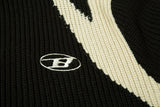 DAXUEN black angular panel knit zip jacket