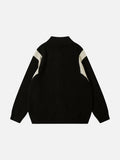 DAXUEN black angular panel knit zip jacket