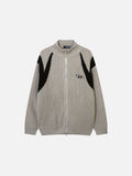DAXUEN black angular panel knit zip jacket