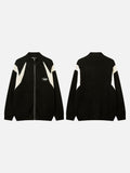 DAXUEN black angular panel knit zip jacket