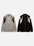 DAXUEN black angular panel knit zip jacket