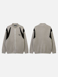 DAXUEN black angular panel knit zip jacket