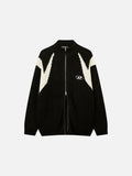DAXUEN black angular panel knit zip jacket