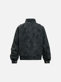 DAXUEN light grey angular panel suede bomber jacket