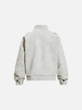 DAXUEN light grey angular panel suede bomber jacket