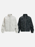 DAXUEN light grey angular panel suede bomber jacket