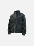 DAXUEN light grey angular panel suede bomber jacket
