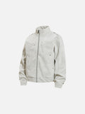 DAXUEN light grey angular panel suede bomber jacket
