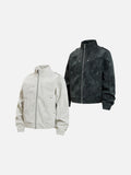 DAXUEN light grey angular panel suede bomber jacket