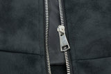 DAXUEN light grey angular panel suede bomber jacket