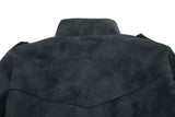 DAXUEN light grey angular panel suede bomber jacket