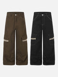 DAXUEN dark brown and black animal print flap cargo pants