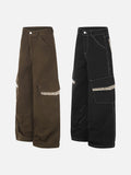 DAXUEN dark brown and black animal print flap cargo pants