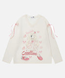 DAXUEN Anime girl graphic long-sleeve V-neck top