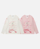 DAXUEN Anime girl graphic long-sleeve V-neck top