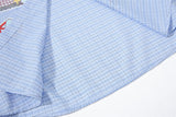 DAXUEN light yellow plaid button-up shirt with anime graphics