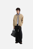 Gingham Pointed-Collar Zipper Jacket
