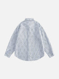 Distressed Geometric Textured Button-Up Shirt