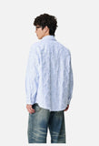 Distressed Geometric Textured Button-Up Shirt