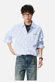 Distressed Geometric Textured Button-Up Shirt