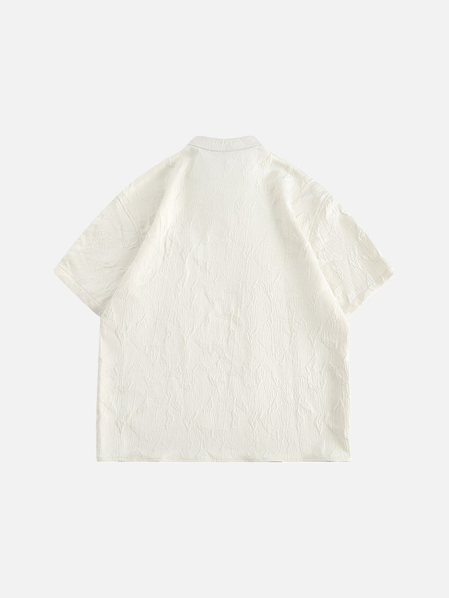 Subtle Butterfly Motif Band Collar Shirt