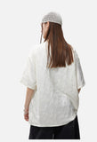 Subtle Butterfly Motif Band Collar Shirt