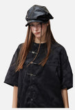 Subtle Butterfly Motif Band Collar Shirt