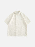 Subtle Butterfly Motif Band Collar Shirt