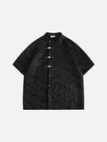 Subtle Butterfly Motif Band Collar Shirt