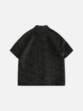 Subtle Butterfly Motif Band Collar Shirt