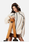 Contrasting Accent Lightweight Hooded Jacket