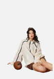 Contrasting Accent Lightweight Hooded Jacket