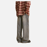 Worn Blue Vintage Wide-Leg Jeans