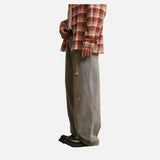 Worn Blue Vintage Wide-Leg Jeans