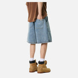 Faded Light Blue Relaxed Denim Shorts