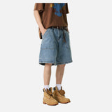 Faded Light Blue Relaxed Denim Shorts
