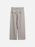 Light Taupe Vertical Pinstripe Wide-Leg Trousers