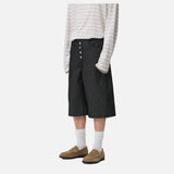 Multi-Button Fly Dark Grey Denim Shorts