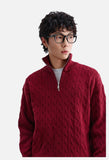 Prominent Cable Knit Quarter-Zip Pullover Sweater