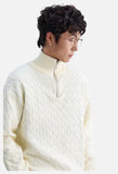 Prominent Cable Knit Quarter-Zip Pullover Sweater