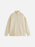 Prominent Cable Knit Quarter-Zip Pullover Sweater