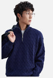 Prominent Cable Knit Quarter-Zip Pullover Sweater