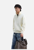 Prominent Cable Knit Quarter-Zip Pullover Sweater