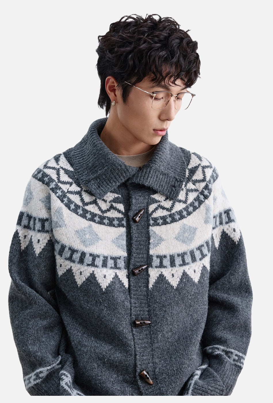 Geometric Fair Isle Knit Cardigan