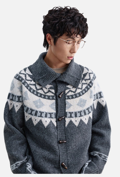 Geometric Fair Isle Knit Cardigan