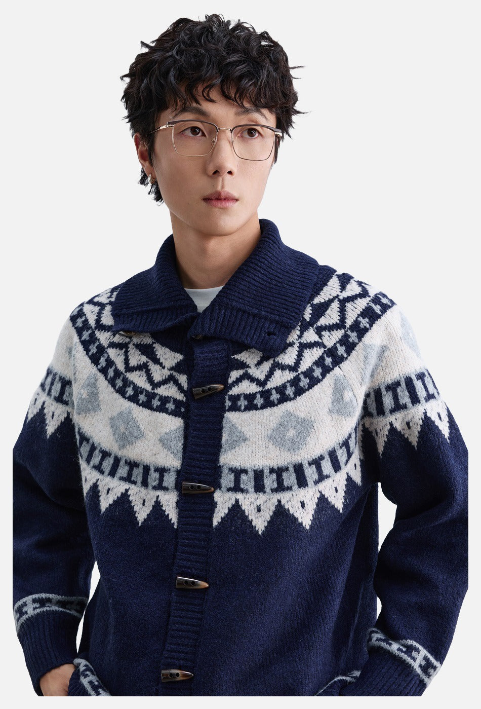 Geometric Fair Isle Knit Cardigan