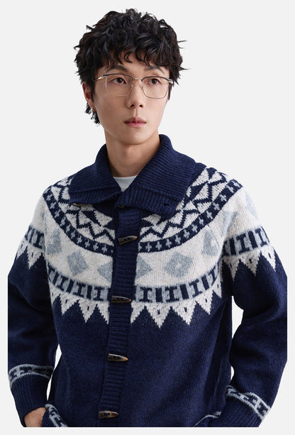Geometric Fair Isle Knit Cardigan