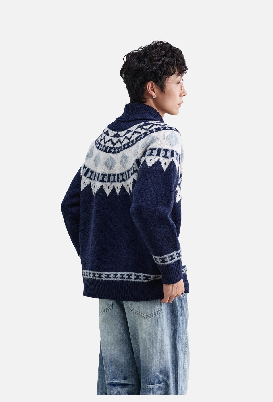 Geometric Fair Isle Knit Cardigan