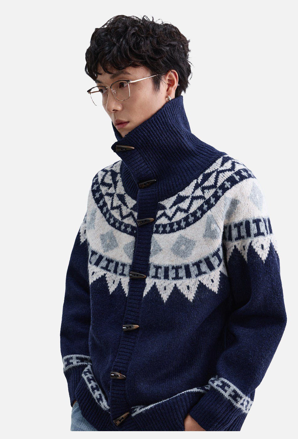 Geometric Fair Isle Knit Cardigan