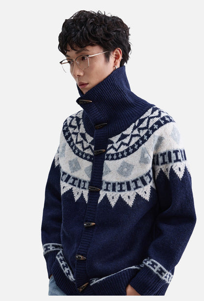 Geometric Fair Isle Knit Cardigan